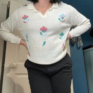 White knitted sweater